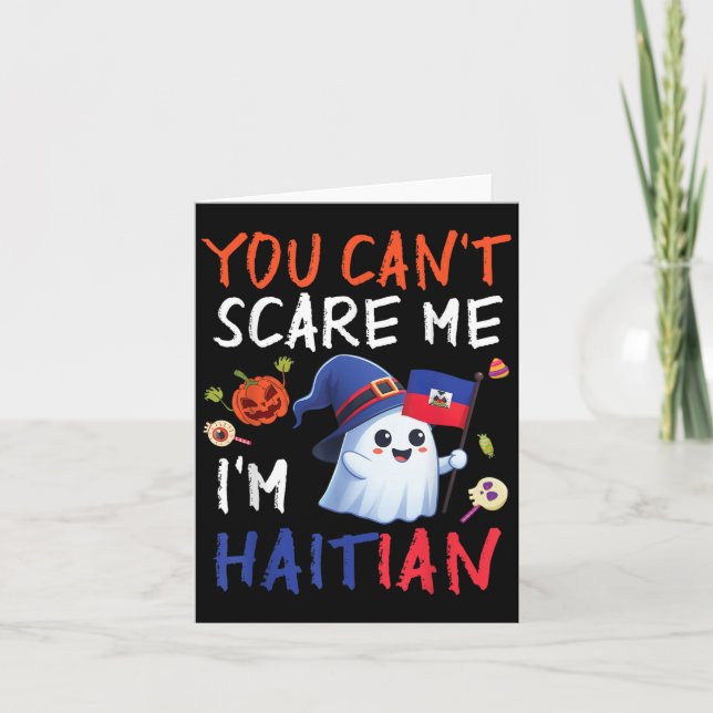 Carte Jolie Halloween Ghost &amp; Drapeau Vous ne pouvez (Devant)