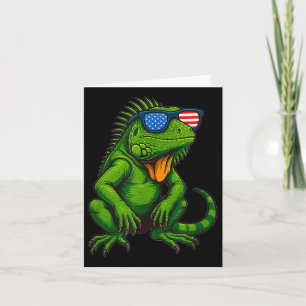 Carte Jolie Iguane Avec Costume De Lunettes Américaines