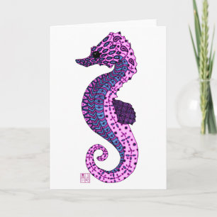 Carte Jolie Lavande Zen Tangle Seahorse Ocean Art