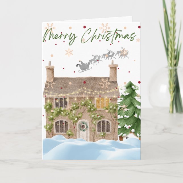 Carte Jolie maison de neige de Noël (Devant)