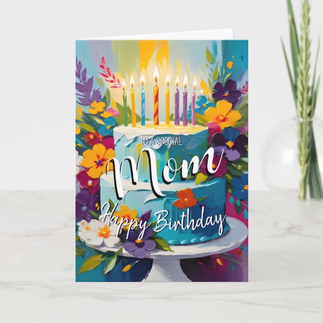 Carte Jolie maman heureux gâteau d'anniversaire de la ca (Devant)