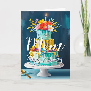 Carte Jolie maman heureux gâteau d'anniversaire de la ca