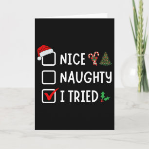 Carte Jolie Mauvais J'ai Essayé Drôle Liste de Noël Père