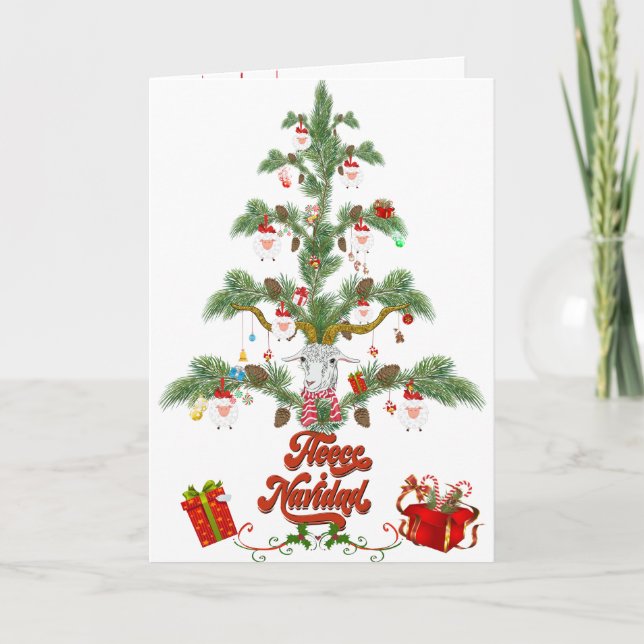 Carte Jolie mouton Arbre de Noël Fleece Navidad (Devant)