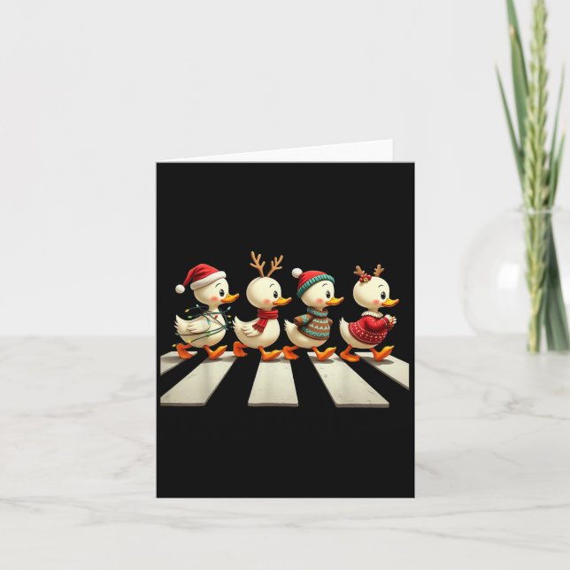 Carte Jolie Noël Bébé Canards Parade Crosswalk Vacances (Devant)