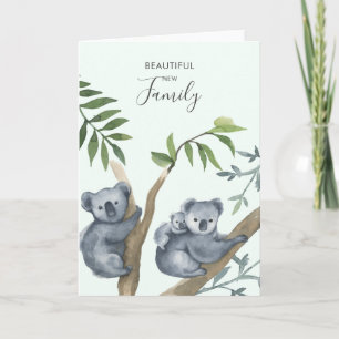 Carte Jolie Nouvelle Famille Koala Aquarelle