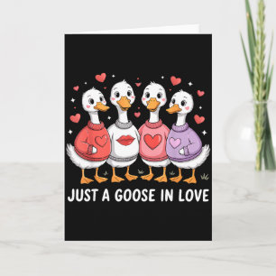 Carte Jolie oie Saint-Valentin Amour Animal douillet