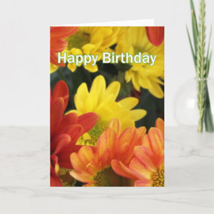 Carte Jolie orange, jaune marguerite fleurs joyeux anniv