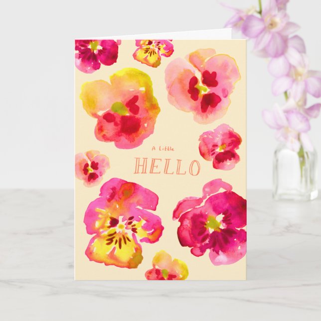Carte Jolie Pensée Rose Mignonne Floral Clair  (Orchidée)