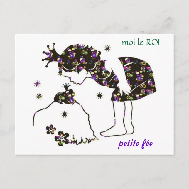 Carte jolie petite fée grenouille (Devant)