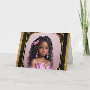 Carte Jolie Petite Fille de Couleur Princesse Anniversai