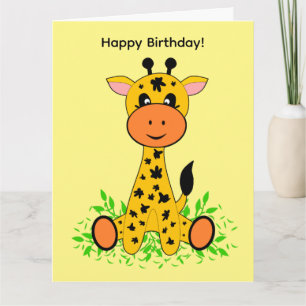 Carte Jolie petite girafe pour anniversaire