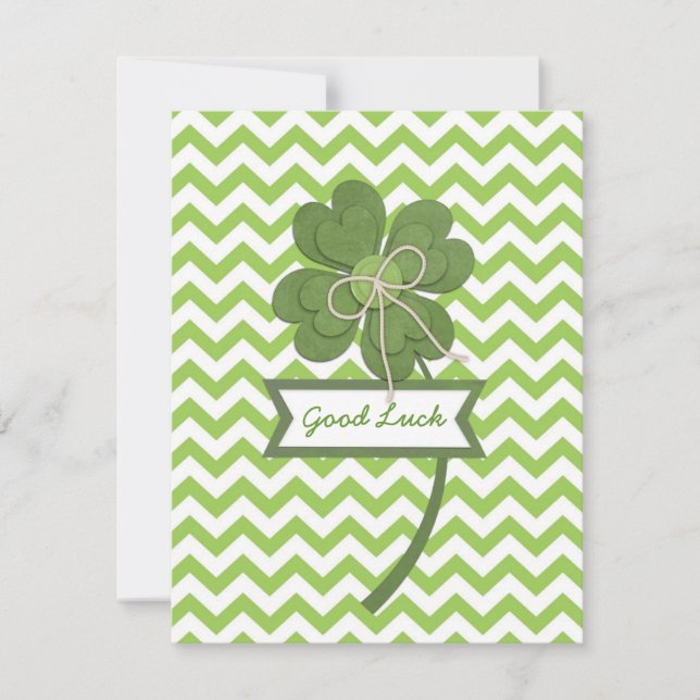Carte Jolie poupée tendance "Good Luck" quatre feuilles  (Devant)