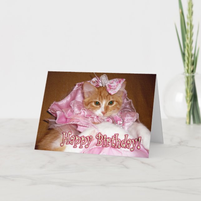 Carte Jolie Princesse Chaton - Joyeux Anniversaire ! (Devant)
