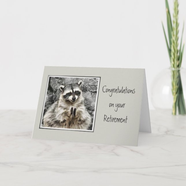 Carte Jolie Raccoon Clapping Retraite amusante (Devant)