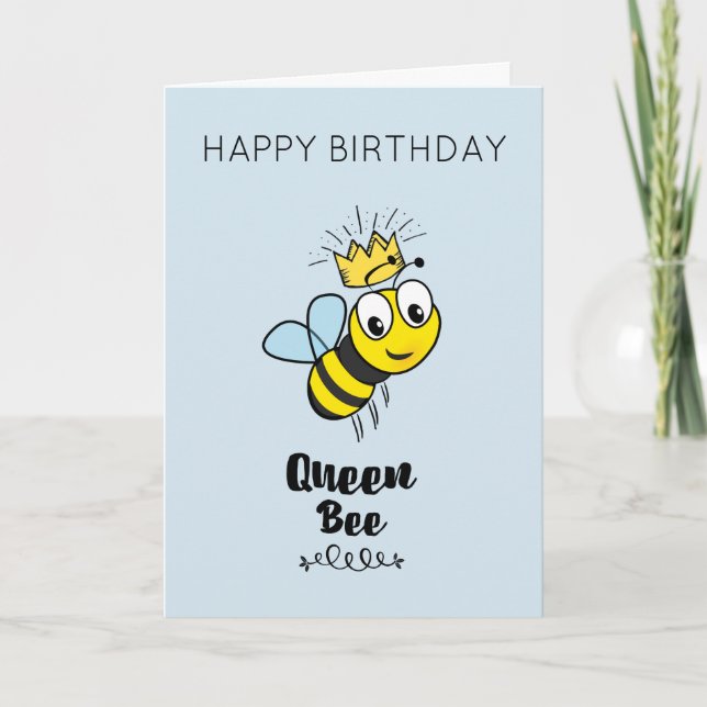 Carte Jolie reine d'abeille avec couronne Joyeux anniver (Devant)