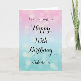 Carte Jolie rose et bleu Joyeux 10ème anniversaire fille