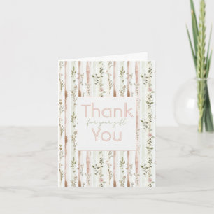 Carte Jolie Rose Fleurs Rayures Mariage Remerciements
