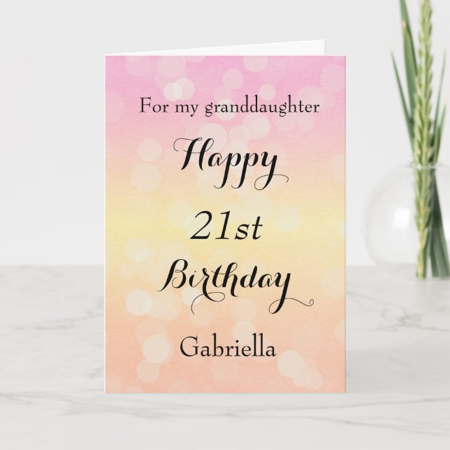 Carte Jolie rose jaune Bokeh 21e anniversaire (Devant)