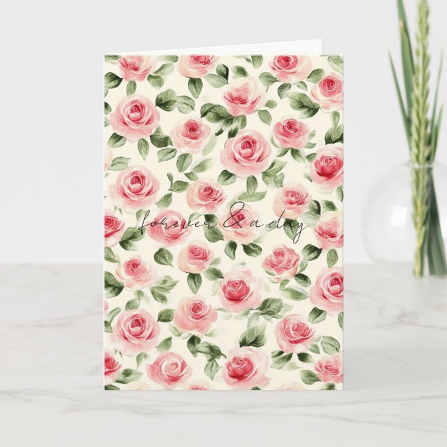 Carte Jolie rose Roses Floral Mariage Amour (Devant)