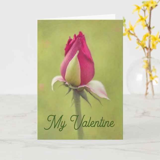 Carte Jolie Rose rouge Flower Bud Valentine Love Card (Fleur jaune)