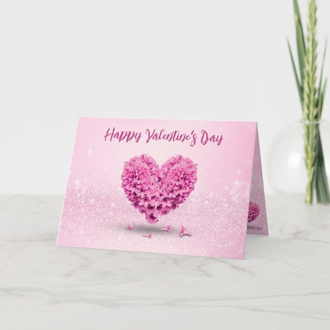 Carte Jolie Saint-Valentin Fleur de jacinthe rose en for (Devant)