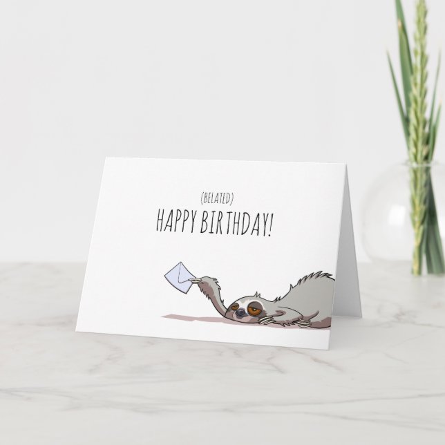 Carte Jolie Sloth Belated Joyeux Anniversaire Drôle Cart (Devant)