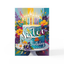 Jolie soeur heureux anniversaire gâteau d'annivers