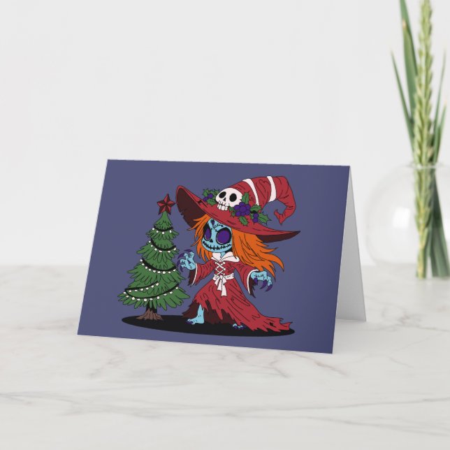 Carte Jolie sorcière de Noël (Devant)
