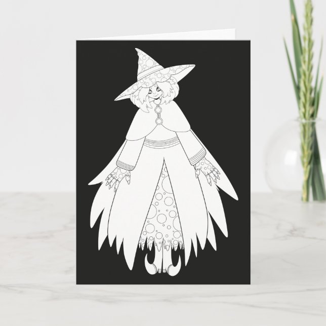 Carte Jolie sorcière d'Halloween (Devant)