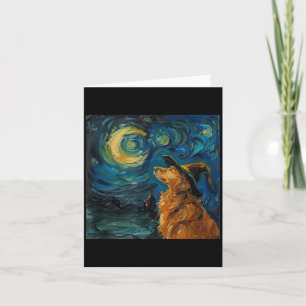 Carte Jolie sorcière Golden Retriever _ Drôle de chien H