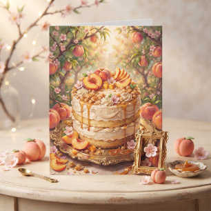 Carte Jolie tarte aux pêches Joyeux anniversaire