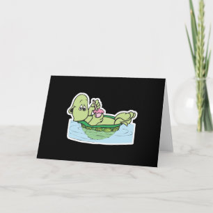 Carte jolie tortue buvant un milkshake