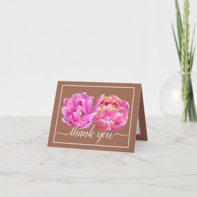 Carte Jolie Tulipes Roses Chic Bouquet Floral Merci (Devant)