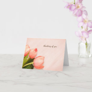 Carte jolie tulipes roses pensée florale simple