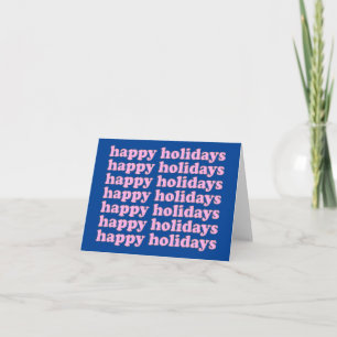Carte Jolie typographie rétro rose et bleue pour les fêt