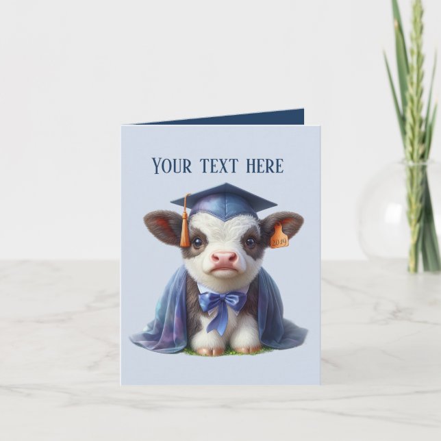 Carte Jolie vache Graduation ajouter un message (Devant)