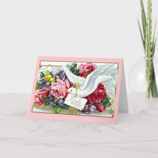 Carte Jolie Victorian Rose Rouge Roses White Dove Annive (Devant)