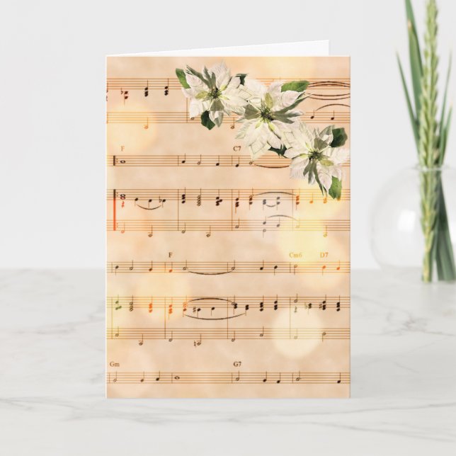 Carte Jolie Vintage Partition Musique Joyeux Noël (Devant)