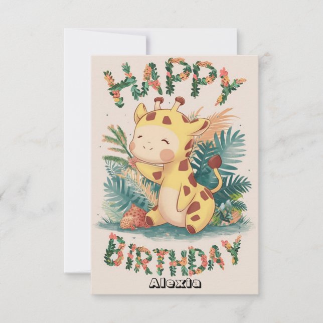 Carte Jolie volonté Giraffe Anniversaire (Devant)