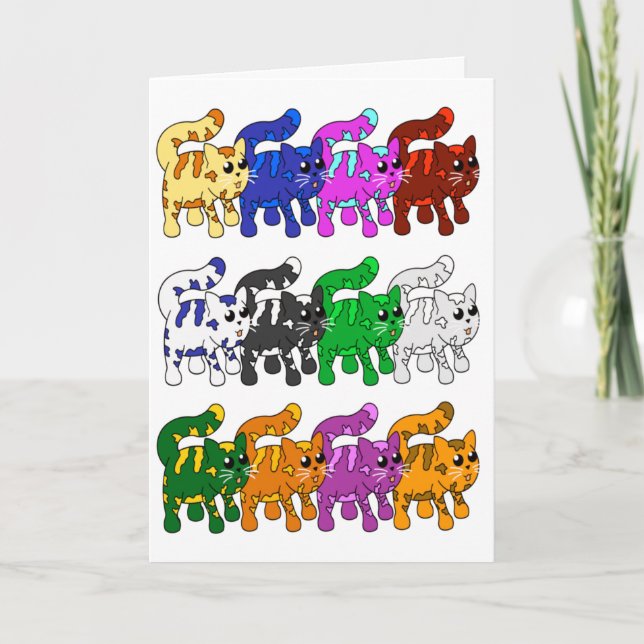 Carte Jolie Xmas Kitten Chat Lignes Motif (Devant)