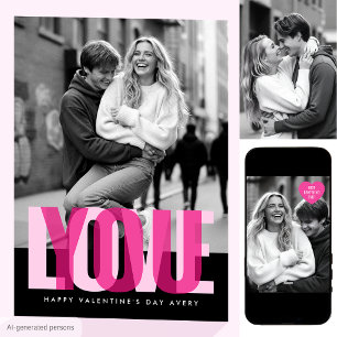 Carte Jolies Amour Vous 3 Photos Saint-Valentin Noir Ros
