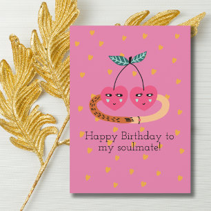 Carte Jolies Cerises Roses & Photo de Coeur, Anniversair
