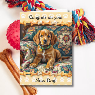 Carte Jolies Félicitations pour votre nouveau chien Sett