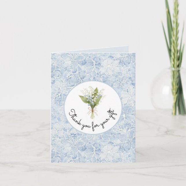Carte Jolies Fleurs Blanches Bleues Merci (Devant)