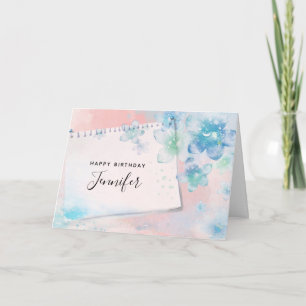 Carte Jolies fleurs bleues sur rose Arrière - plan Anniv