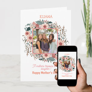 Carte Jolies fleurs Citation Maman Fille Photo Fête des 