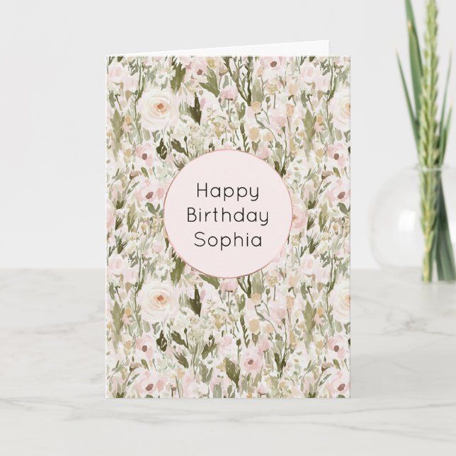 Carte Jolies fleurs de rose rose blush (Devant)