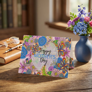 Carte Jolies fleurs gribouillées pour la fête des mères