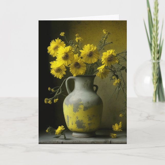 Carte Jolies Fleurs Jaunes | Joyeux anniversaire (Devant)